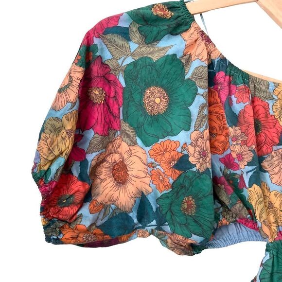 Du Paradis One Shoulder Floral Mini Dress in Size Medium - Picture 4 of 10